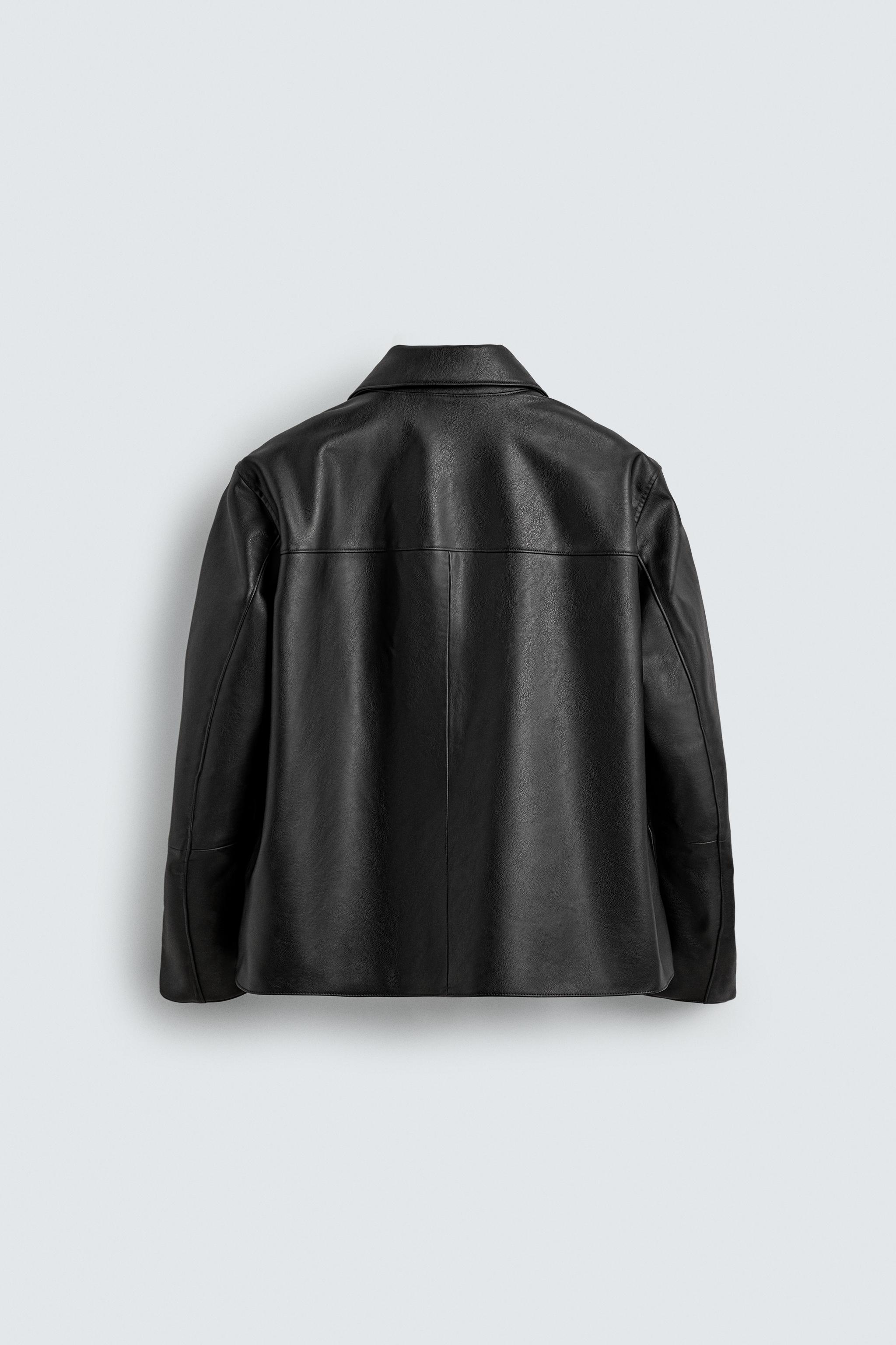 FAUX LEATHER REGULAR FIT OVERSHIRT